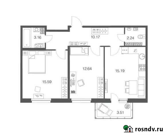 2-комнатная квартира, 58.8 м², 4/4 эт. на продажу в Токсово Токсово - изображение 1