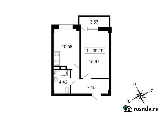 1-комнатная квартира, 39.2 м², 5/10 эт. на продажу в поселке Свердлова Свердлова - изображение 1