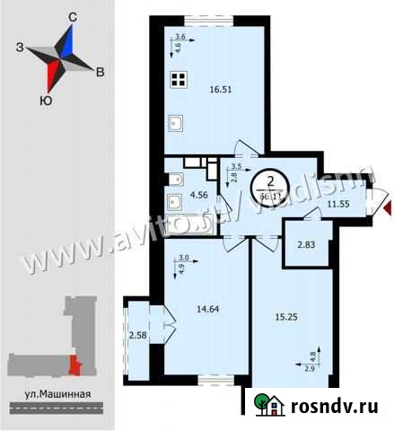 2-комнатная квартира, 66.1 м², 12/17 эт. на продажу в Нижнем Новгороде Нижний Новгород - изображение 1