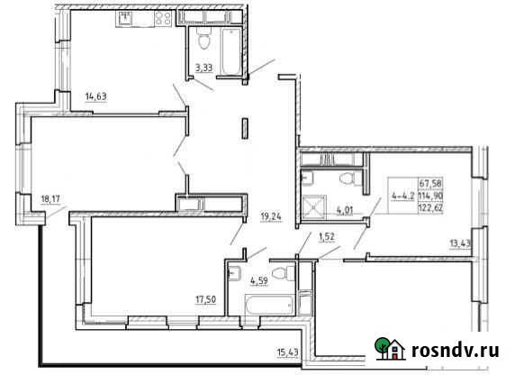 4-комнатная квартира, 122.6 м², 19/22 эт. на продажу в Санкт-Петербурге Санкт-Петербург - изображение 1
