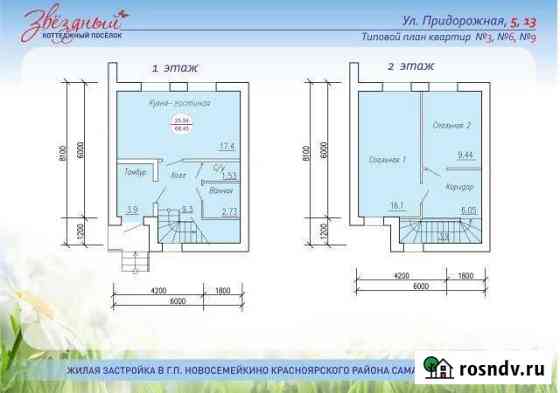 Таунхаус 63.3 м² на участке 2.6 сот. на продажу в Самаре Самара