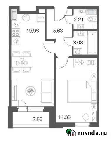 1-комнатная квартира, 45.2 м², 2/5 эт. на продажу в Сестрорецке Сестрорецк - изображение 1