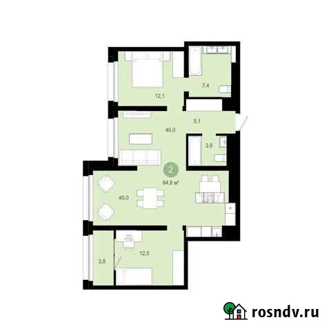 2-комнатная квартира, 84.7 м², 12/19 эт. на продажу в Екатеринбурге Екатеринбург - изображение 1