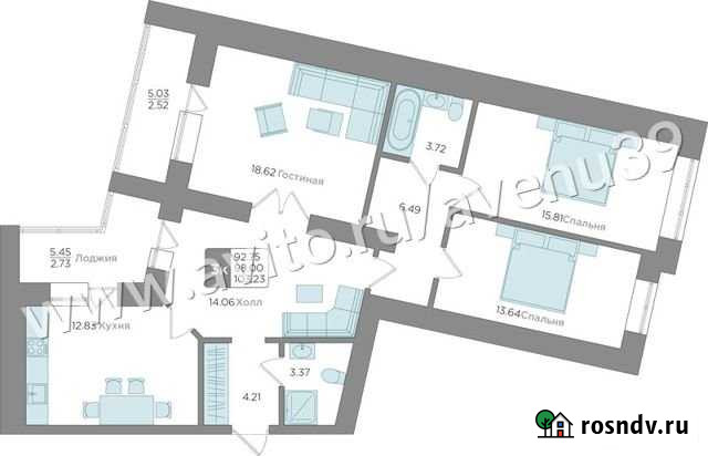 3-комнатная квартира, 87 м², 4/9 эт. на продажу в Калининграде Калининград - изображение 1