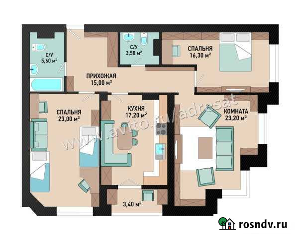3-комнатная квартира, 107.2 м², 4/16 эт. на продажу в Волгограде Волгоград - изображение 1