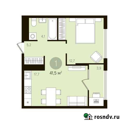1-комнатная квартира, 43.4 м², 8/16 эт. на продажу в Тюмени Тюмень - изображение 1