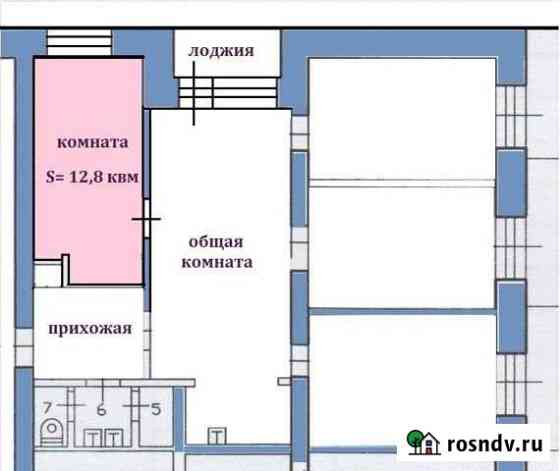 Комната 12.8 м² в 4-ком. кв., 3/5 эт. на продажу в Череповце Череповец