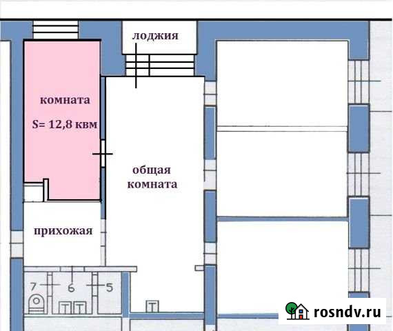 Комната 12.8 м² в 4-ком. кв., 3/5 эт. на продажу в Череповце Череповец - изображение 1