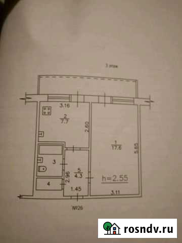 1-комнатная квартира, 34 м², 3/3 эт. на продажу в Мурыгино Мурыгино - изображение 1