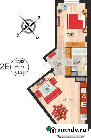 2-комнатная квартира, 61.3 м², 6/20 эт. на продажу в Липецке Липецк - изображение 1