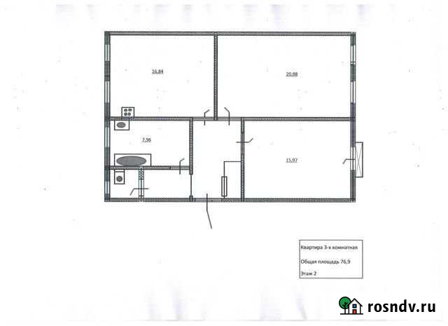 3-комнатная квартира, 76.9 м², 2/2 эт. на продажу в Выборге Выборг - изображение 1