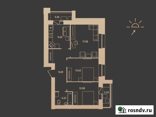 3-комнатная квартира, 71.7 м², 13/17 эт. на продажу в Барнауле Барнаул - изображение 1