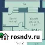 1-комнатная квартира, 37.4 м², 5/12 эт. на продажу в Благовещенске Амурской области Благовещенск - изображение 1