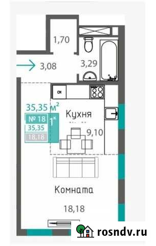 1-комнатная квартира, 35 м², 3/15 эт. на продажу в Симферополе Симферополь - изображение 1