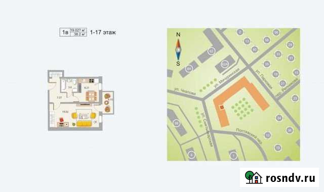 1-комнатная квартира, 38.2 м², 1/17 эт. на продажу в Петрозаводске Петрозаводск - изображение 1