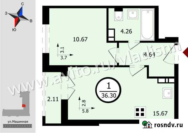 1-комнатная квартира, 36.3 м², 10/17 эт. на продажу в Нижнем Новгороде Нижний Новгород - изображение 1
