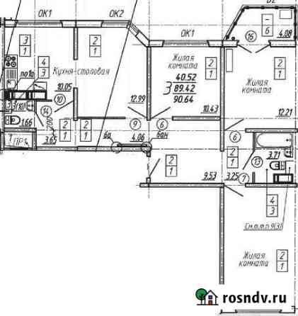 3-комнатная квартира, 90.6 м², 12/17 эт. на продажу в Воронеже Воронеж