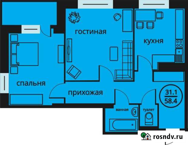 2-комнатная квартира, 58.4 м², 8/17 эт. на продажу в Тюмени Тюмень - изображение 1