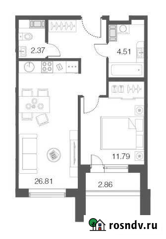 1-комнатная квартира, 45.5 м², 2/5 эт. на продажу в Сестрорецке Сестрорецк - изображение 1