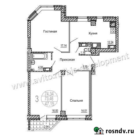 3-комнатная квартира, 74.3 м², 2/10 эт. на продажу в Волгограде Волгоград - изображение 1