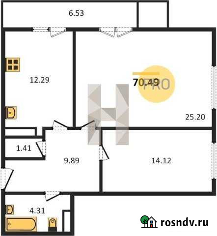 2-комнатная квартира, 70.5 м², 17/26 эт. на продажу в Самаре Самара - изображение 1