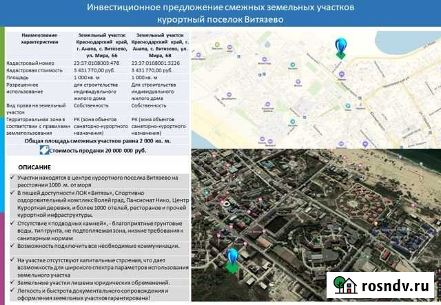 Участок ИЖС 20 сот. на продажу в Витязево Витязево - изображение 1
