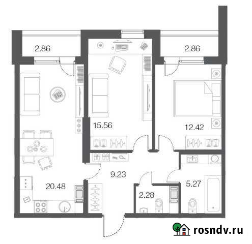 2-комнатная квартира, 65.3 м², 2/5 эт. на продажу в Сестрорецке Сестрорецк - изображение 1