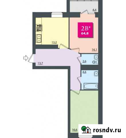 2-комнатная квартира, 64.8 м², 1/7 эт. на продажу в Волгограде Волгоград - изображение 1