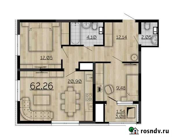2-комнатная квартира, 64 м², 13/16 эт. на продажу в Рязани Рязань - изображение 1