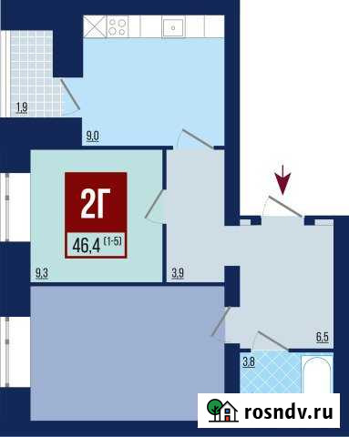 2-комнатная квартира, 46.4 м², 4/12 эт. на продажу в Волгограде Волгоград - изображение 1