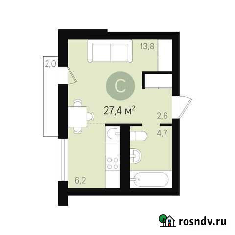 Квартира-студия, 27 м², 4/9 эт. на продажу в Новосибирске Новосибирск - изображение 1