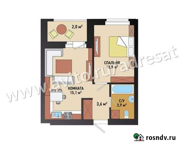 1-комнатная квартира, 35.5 м², 22/23 эт. на продажу в Волгограде Волгоград - изображение 1