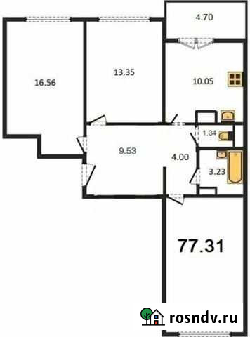 3-комнатная квартира, 77.3 м², 12/17 эт. на продажу в Воронеже Воронеж - изображение 1