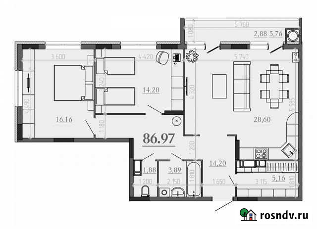 3-комнатная квартира, 86 м², 14/18 эт. на продажу в Рязани Рязань - изображение 1