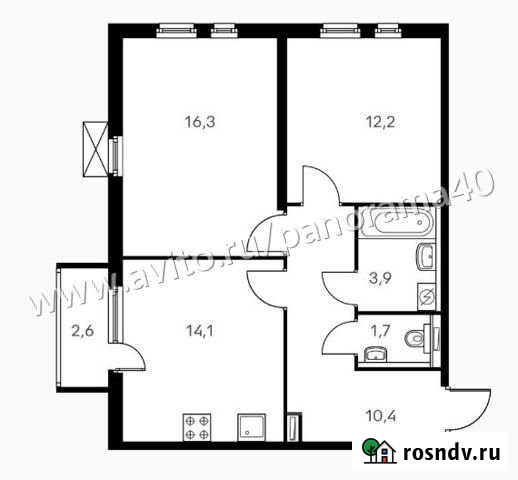 2-комнатная квартира, 59 м², 15/25 эт. на продажу в Калуге Калуга - изображение 1