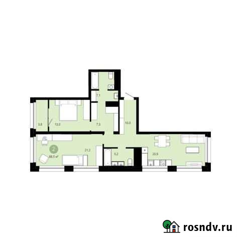 2-комнатная квартира, 88.5 м², 12/19 эт. на продажу в Екатеринбурге Екатеринбург - изображение 1