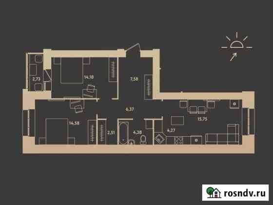3-комнатная квартира, 71 м², 14/17 эт. на продажу в Барнауле Барнаул