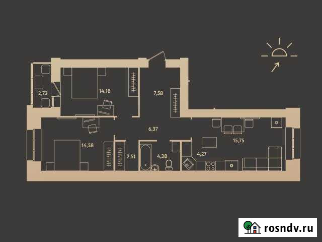 3-комнатная квартира, 71 м², 14/17 эт. на продажу в Барнауле Барнаул - изображение 1