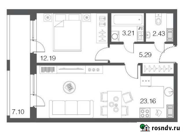 1-комнатная квартира, 46.3 м², 2/5 эт. на продажу в Сестрорецке Сестрорецк - изображение 1