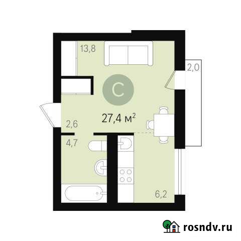 Квартира-студия, 27.4 м², 9/9 эт. на продажу в Новосибирске Новосибирск - изображение 1
