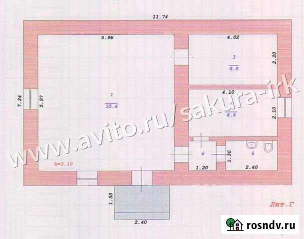 Помещение свободного назначения, 57.8 кв.м. Ангарск - изображение 1