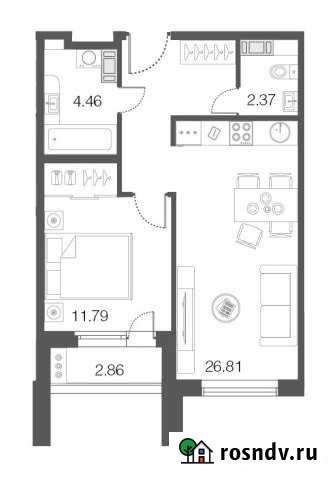 1-комнатная квартира, 45.5 м², 4/5 эт. на продажу в Сестрорецке Сестрорецк - изображение 1