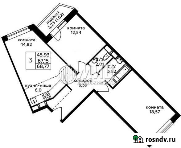 3-комнатная квартира, 68.8 м², 6/17 эт. на продажу в Видном Видное - изображение 1