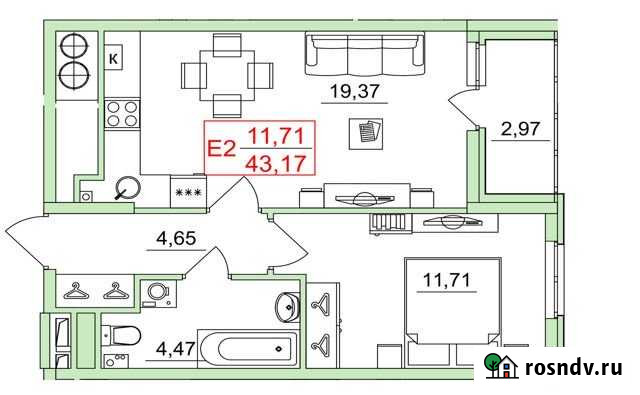 2-комнатная квартира, 43 м², 14/26 эт. на продажу в Рязани Рязань - изображение 1