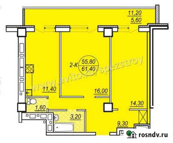 2-комнатная квартира, 61.4 м², 9/27 эт. на продажу в Ростове-на-Дону Ростов-на-Дону