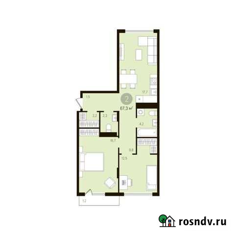 2-комнатная квартира, 68.7 м², 6/10 эт. на продажу в Тюмени Тюмень - изображение 1
