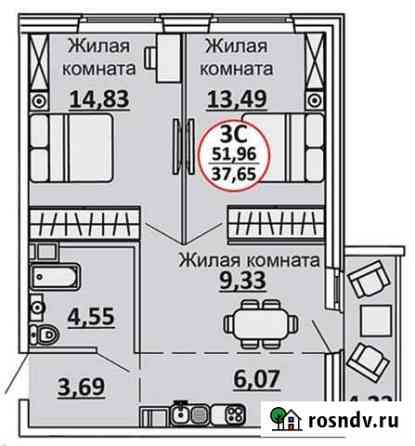 3-комнатная квартира, 52 м², 9/16 эт. на продажу в Новосибирске Новосибирск