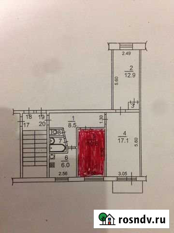 Комната 10.8 м² в 3-ком. кв., 5/5 эт. в аренду на длительный срок в Иркутске Иркутск - изображение 1