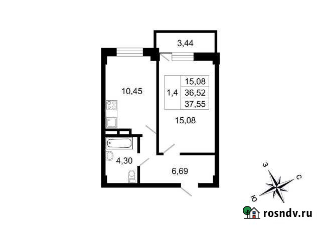 1-комнатная квартира, 37.6 м², 1/10 эт. на продажу в поселке Свердлова Свердлова - изображение 1