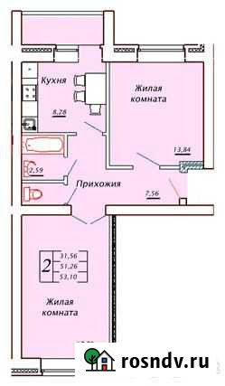 2-комнатная квартира, 53.1 м², 3/7 эт. на продажу в Новосибирске Новосибирск - изображение 1